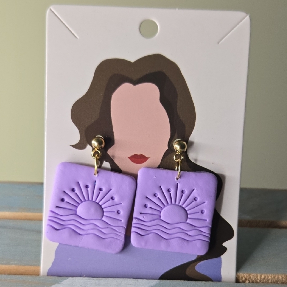Purple Sunburst Earrings